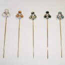Schleiernadel "Dreipass" mit Glassteinen in mittelalterlichem Stil - Grün