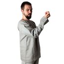 Leinenhemd, 13.-15. Jhd., mit rundem Ausschnitt, maschinengenäht, cremeweiß, Gr. S