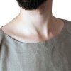 Leinenhemd, 13.-15. Jhd., mit rundem Ausschnitt, maschinengenäht, cremeweiß, Gr. S